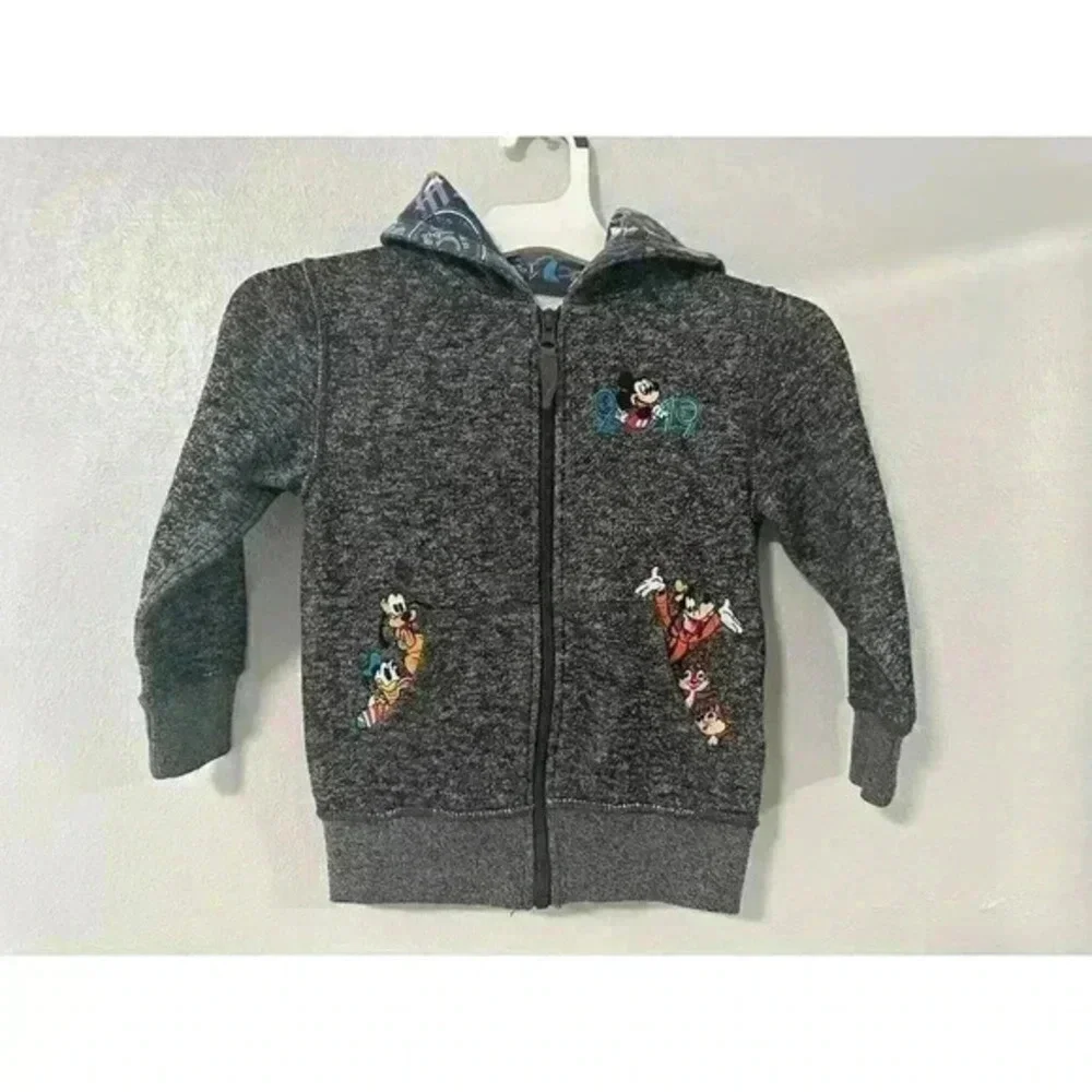 Walt Disney World Parks Youth Lg Hoodie Jacket Mickey Goofy All Embroidered 2019